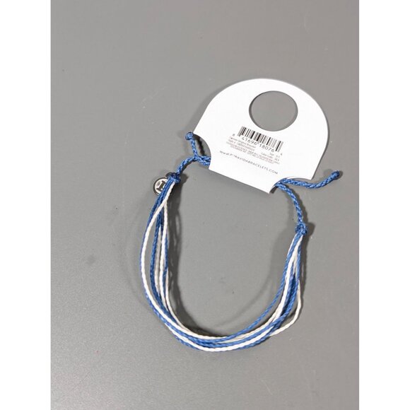 Puravida Blue White Cord Bracelet Adjustable Beachy Coastal Surfer Boho NEW - Picture 4 of 5